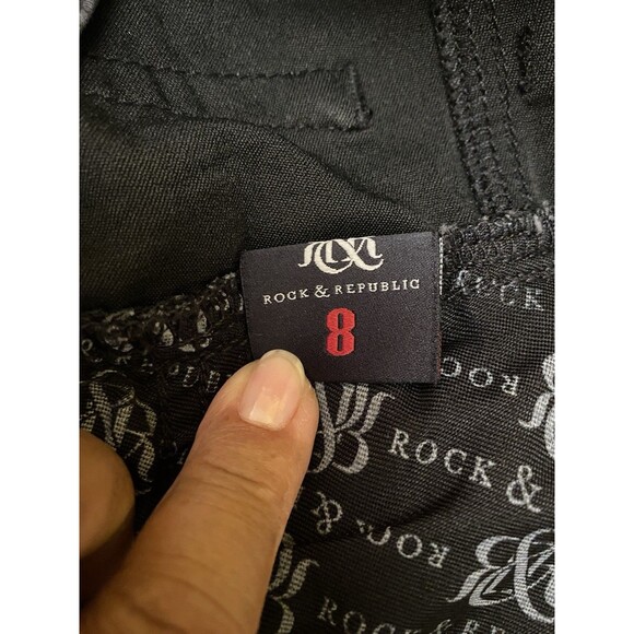 Rock & Republic Pull On Black  Stretch Denim Skinny Women's Jeans Size 8 - Picture 12 of 13